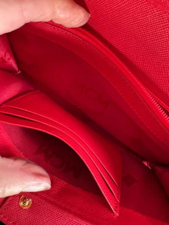 MCM Red Patent Leather Studded Wallet - Picture 9 of 10